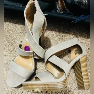 Cream color strap heels